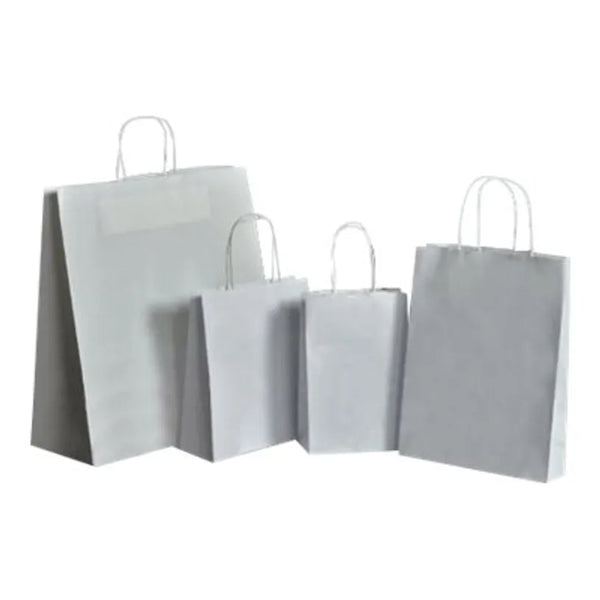 Sac papier kraft poignées torsadées 32x44x12- blanc paquet de 50