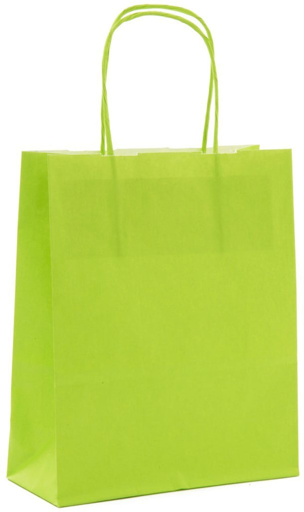 Sacs papier kraft poignées torsadées 35x40x14 cm - Lot de 50- Verts