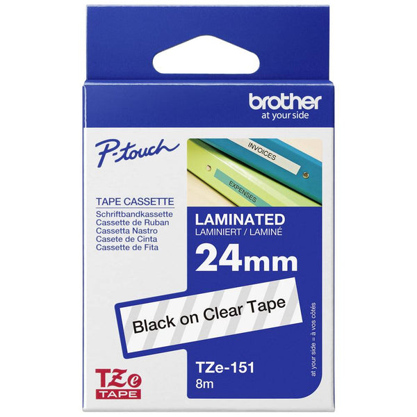 Ruban Brother 24mm TZE151 24mm- noir/transparent