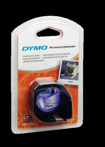 Ruban Dymo letratag 12mm -noir transparent