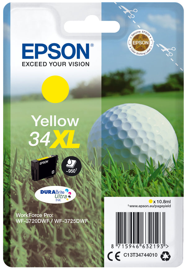 Cartouche d'encre Epson 34jaune xl - rendement élevé 950 pages