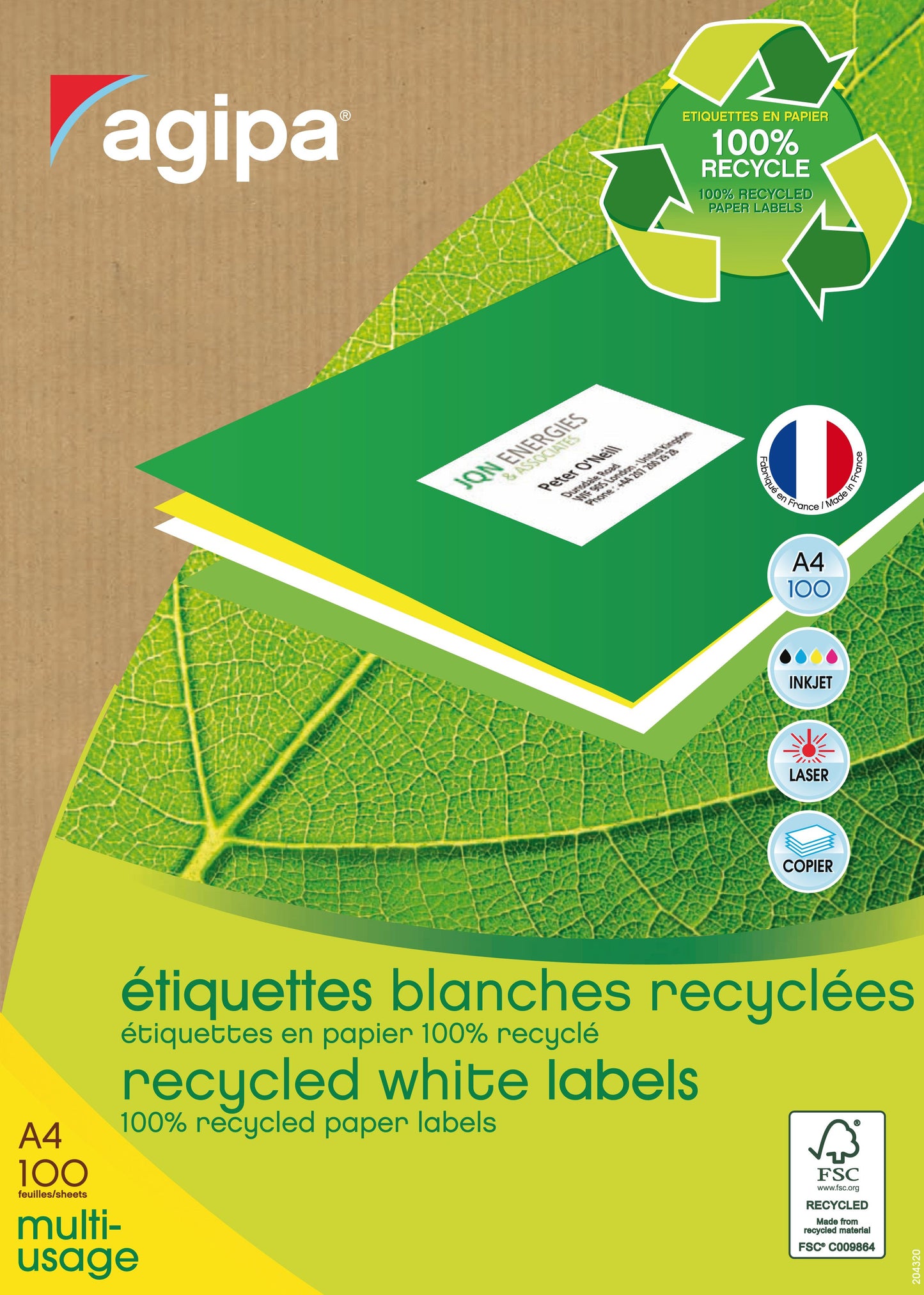 Étiquettes recyclées 99.1x38.1 mm - 1400 unités