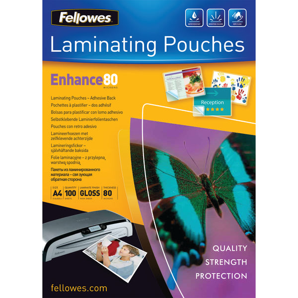 Pochette de plastification A4 dos auto adhésif A4 80 microns- boîte de 100