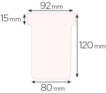 Fiche T planning, indice 3 / 92 mm, 170 g/m2 étui de 100, blanc