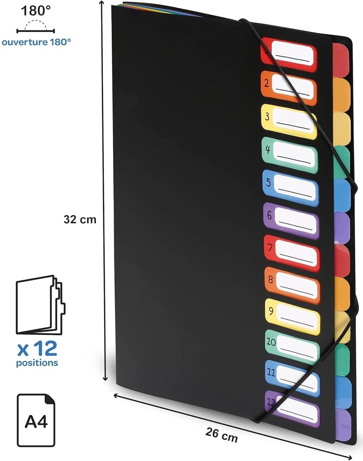 Trieur extensible A4 - 12 positions, polypropylène
