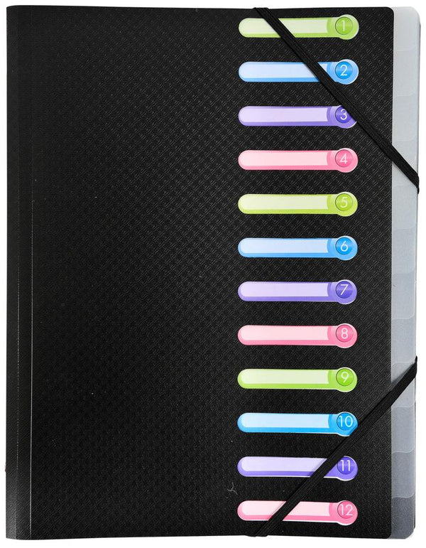 Trieur 12 compartiments noir - organisation optimale - 24x32 cm