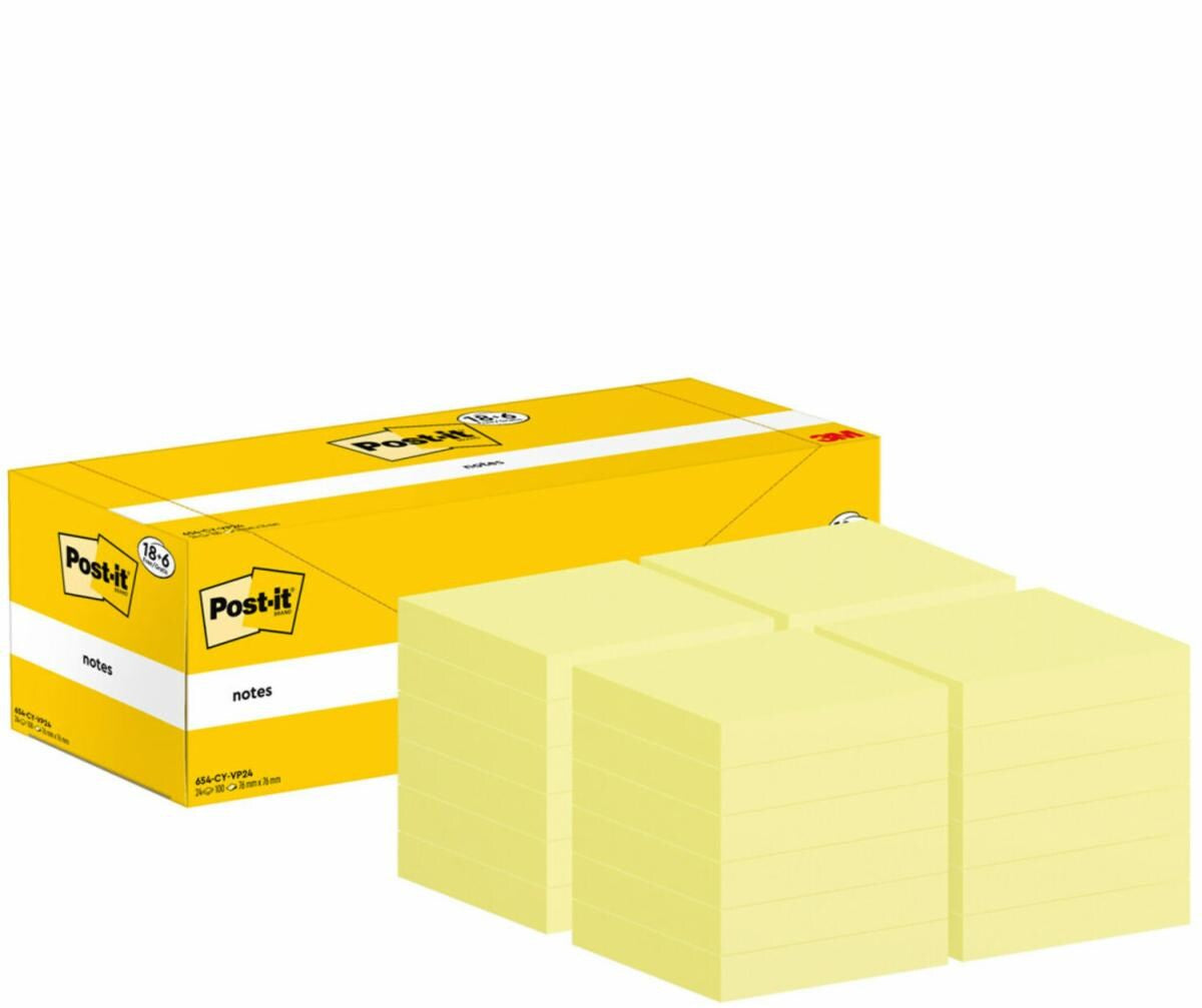 POST-IT notes 76X76 PACK 18+6 gratuits jaune
