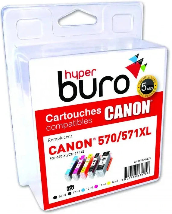 Pack 5 cartouches compatibles Canon 570/571 XL