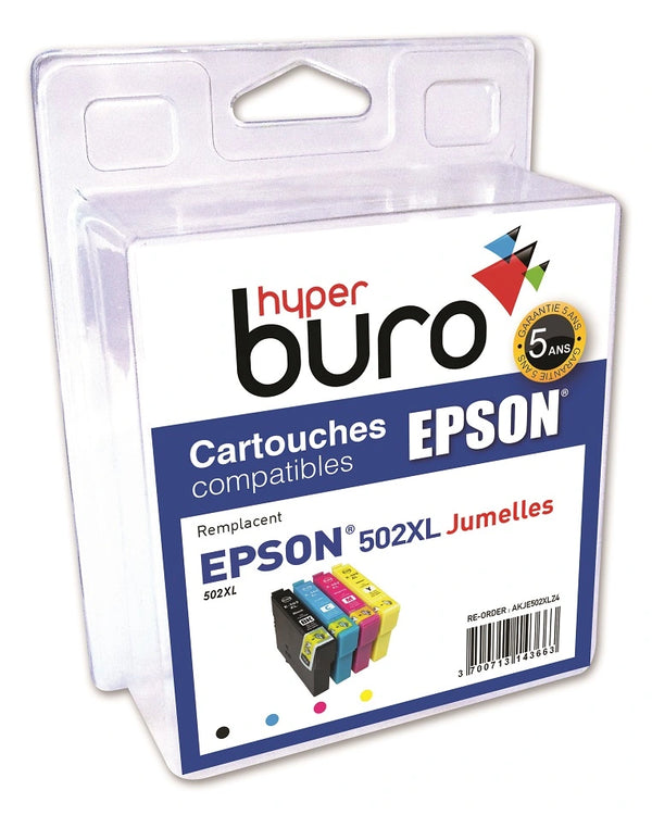 Pack 4 Cartouches Compatibles Epson T502XL jumelles - Haute Capacité