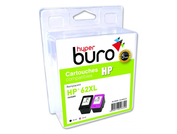 Pack de 2 cartouches compatibles hp 62xl - haute capacité