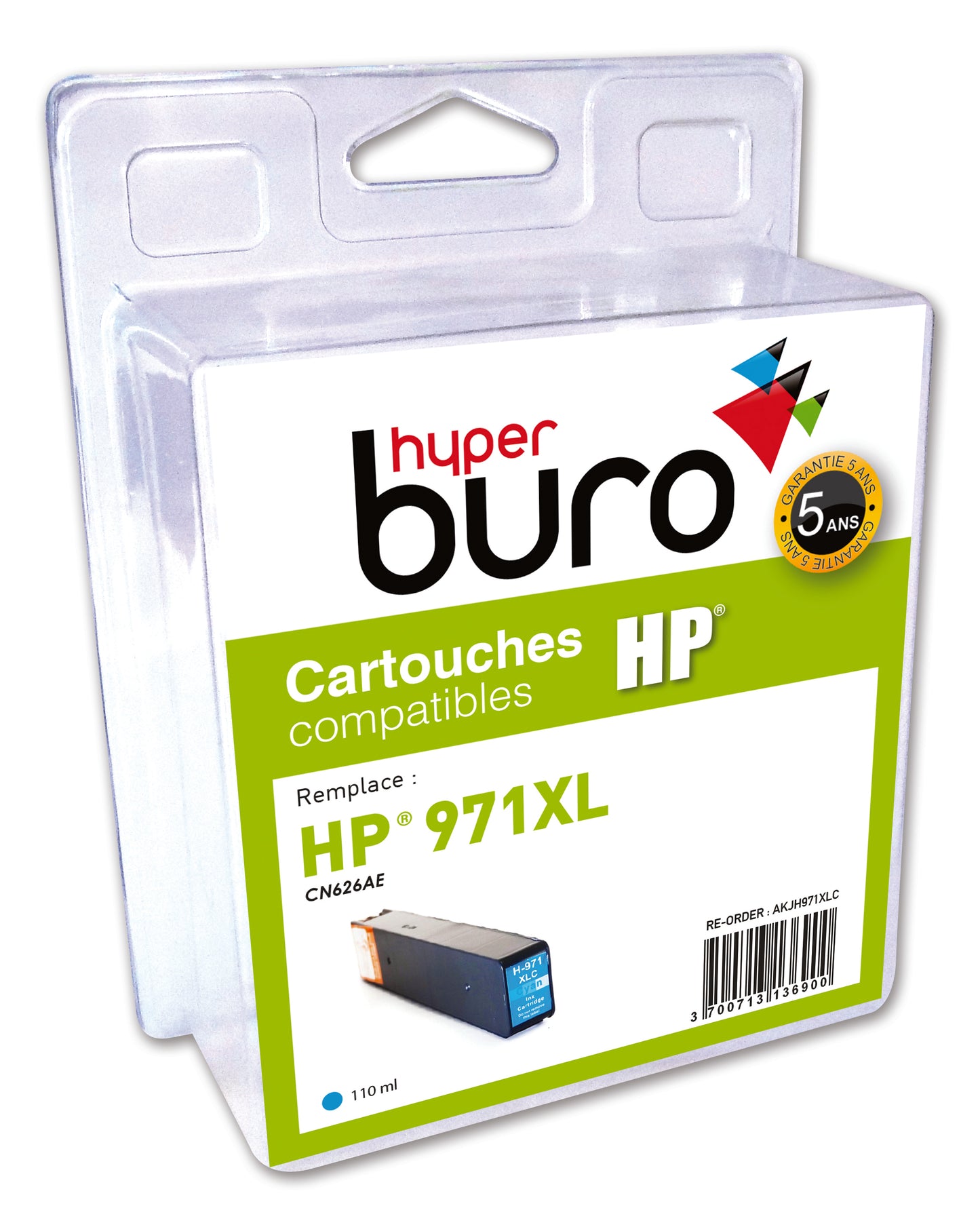 Cartouche remanufacturée HP 971XL cyan - grande capacité 110ml