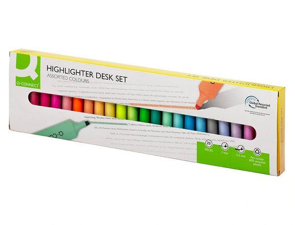Set de 23 surligneurs Q-connect - couleurs vives