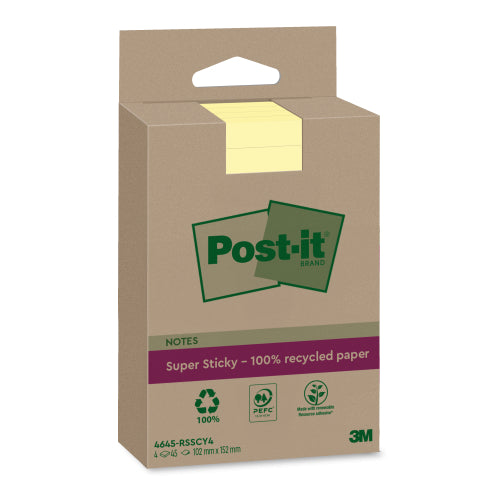notes adhésifs Post-it® 102x152mm - recyclé et super collant