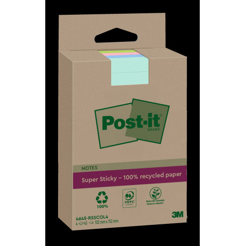 Blocs Notes XXL Post-it® 102x152mm couleurs assorties -