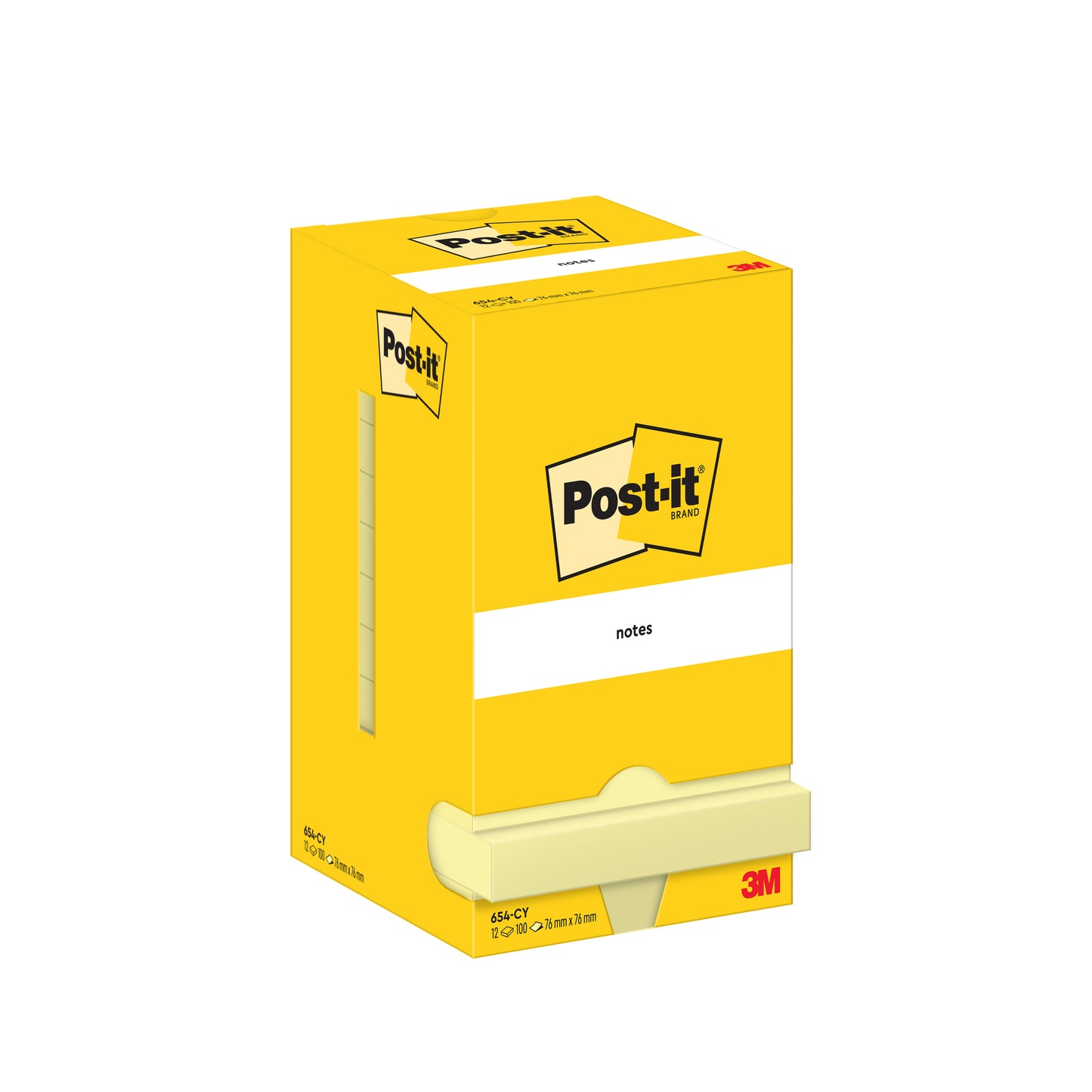 Notes repositionnables Post-it® 76X76mm - Jaune - Lot de 12