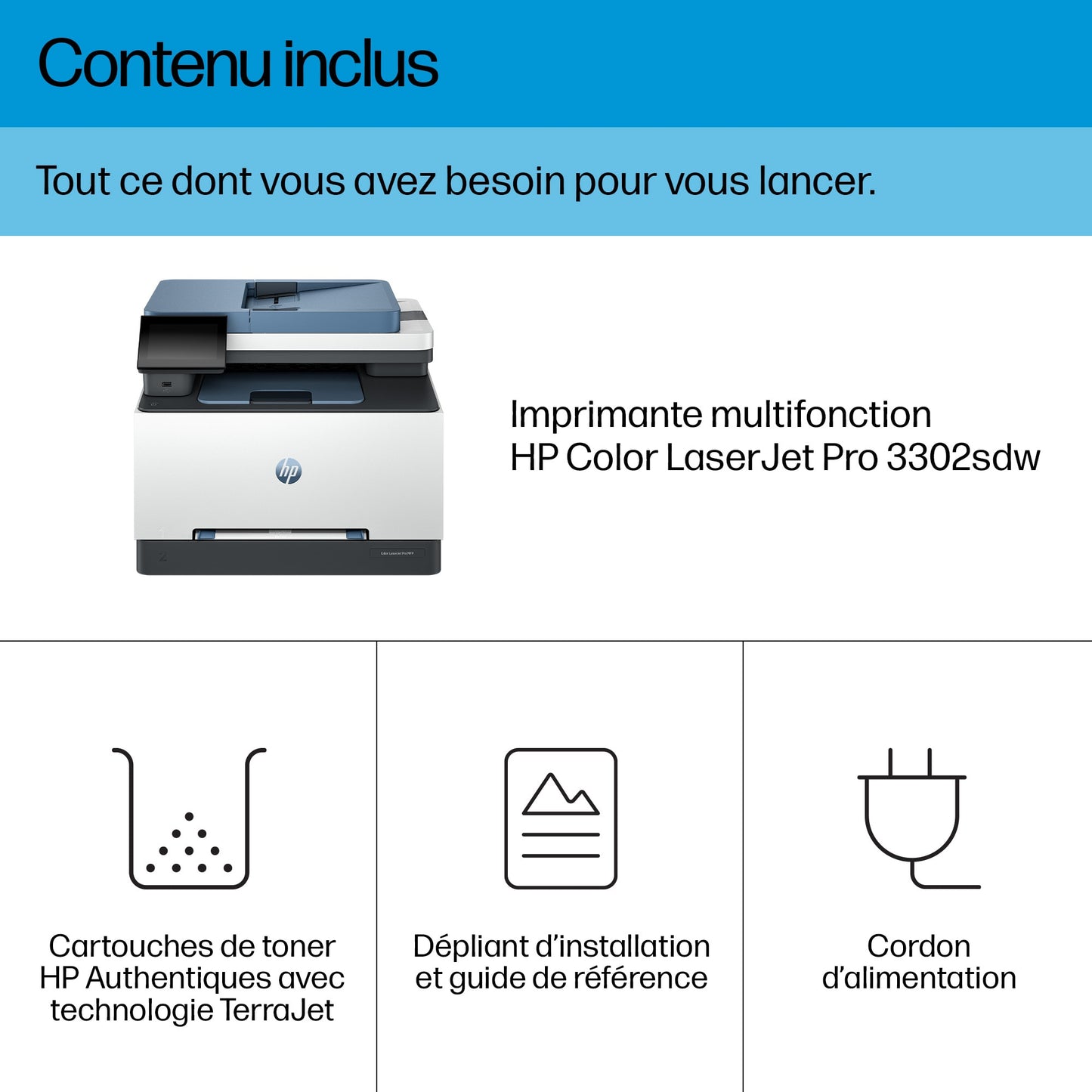 Imprimante multifonction hp 3302sdw - haute performance