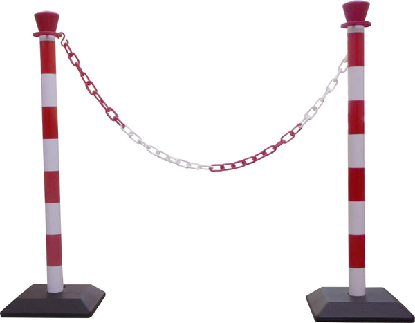 Kit 2 poteaux chaine rouge/blanc