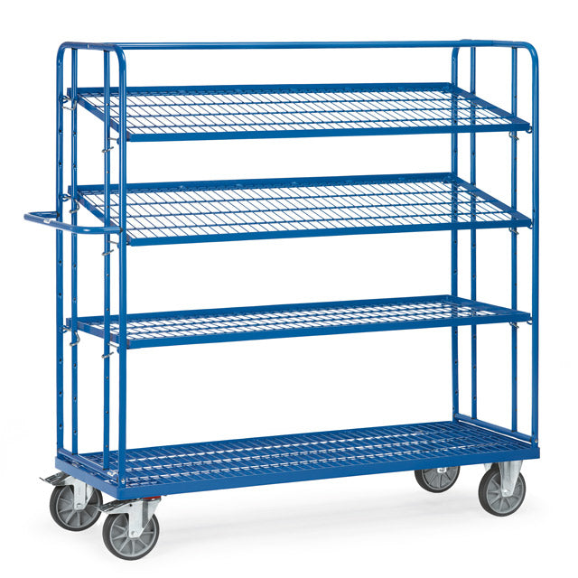 Chariot 4 Plateaux Treillis - 3 Inclinables, 1650x610 mm
