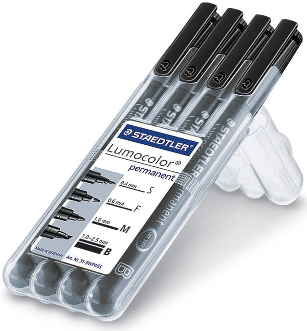 Feutres lumocolor - pointe assortie, pack de 4