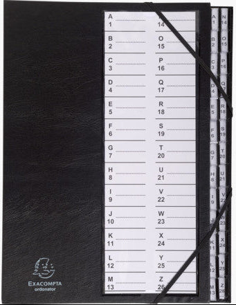Trieur alphanumérique A4 - 26 compartiments noir - 25x33 cm