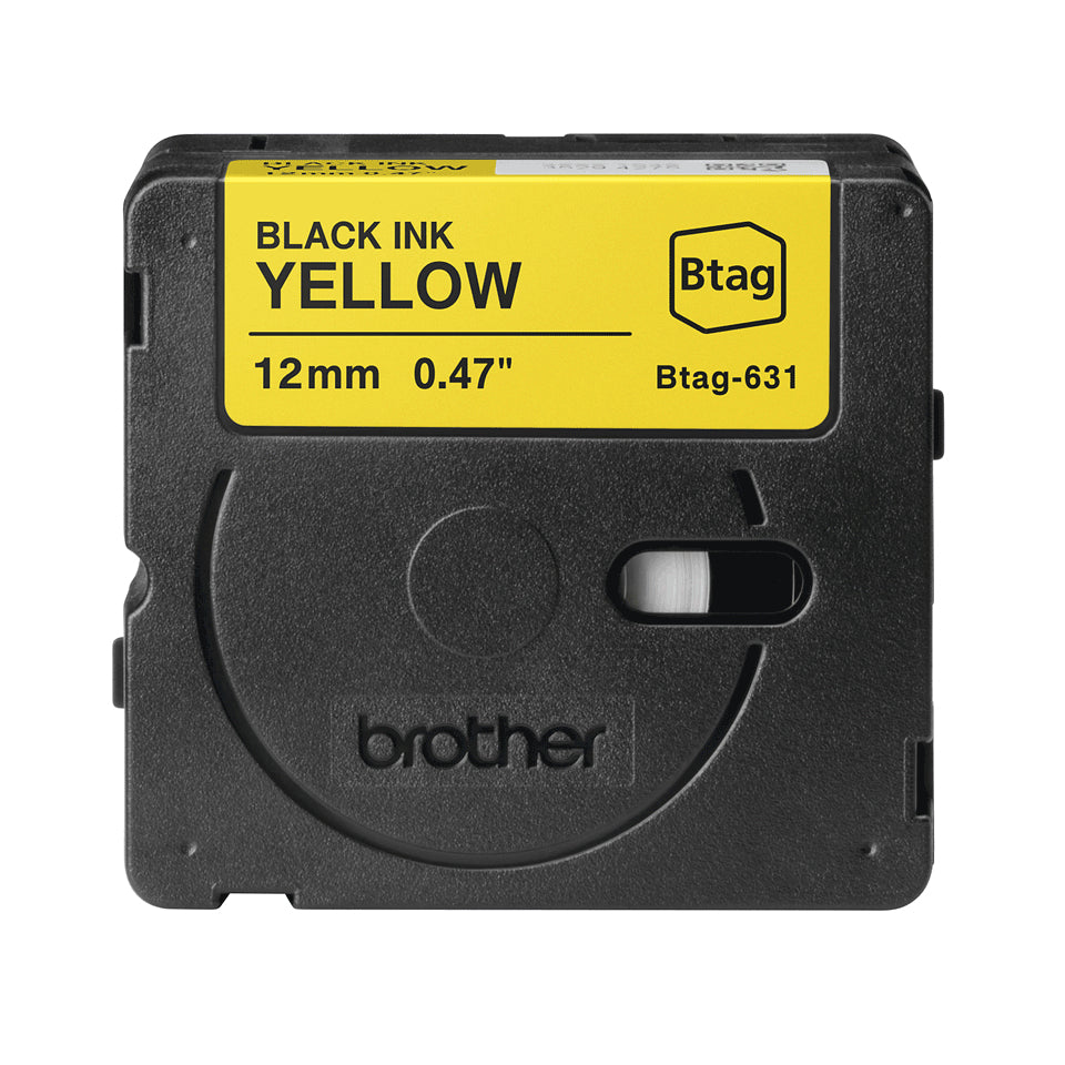 Ruban étiqueteuse Btag 12mm - Noir sur Jaune, 4m