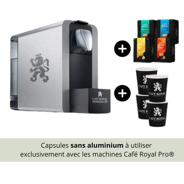Machine à café compacte 1L - Café Royal PRO + 192 Capsules + Gobelets