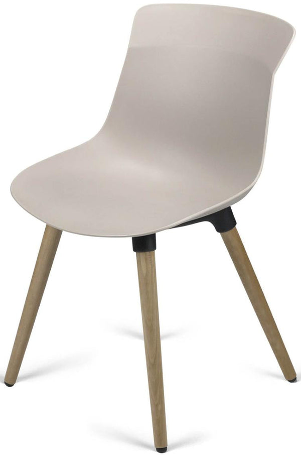 Chaise d'accueil empilable - coque polypropylène et pieds bois