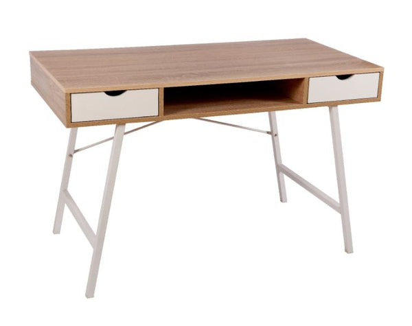 Bureau home office avec tiroir - piètement blanc 120x48x76