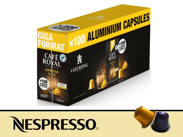 Capsules café royal compatibles nespresso - espresso 100% arabica- lot de 100