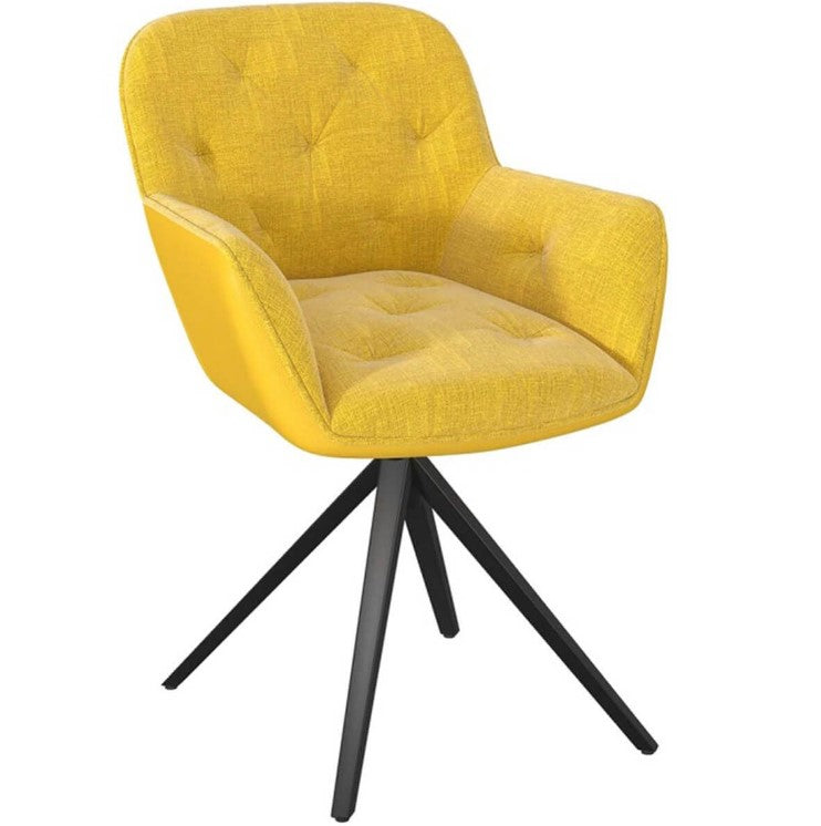 Chaise de Salon Pivotante - Tissu Jaune Ocre