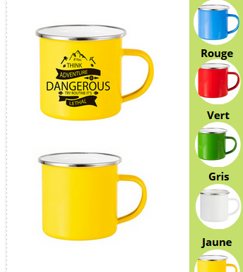 Mug émaillé intérieur blanc - extérieur coloré personnalisable