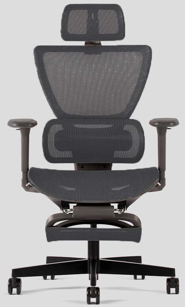 FAUTEUIL DE BUREAU ERGONOMIQUE ZENIT FILET + TETIERE + REPOSE-PIED NW41 CHARCOAL