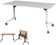 Table de réunion rabattable 140x80 cm - roulettes blanches