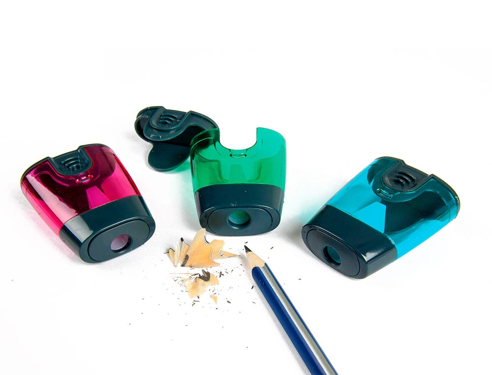 Taille-crayon manuel avec réservoir - couleurs assorties