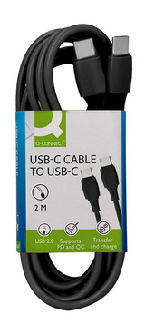 Câble USB-C vers USB-C Q-Connect 2 m noir charge et données
