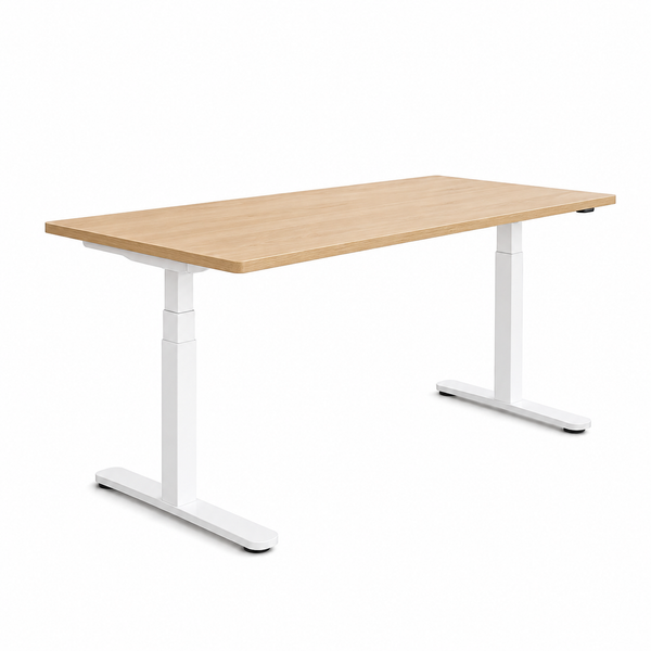 Bureau électrique 160x80 - Blanc/Acacia - GAMME LIBERTY