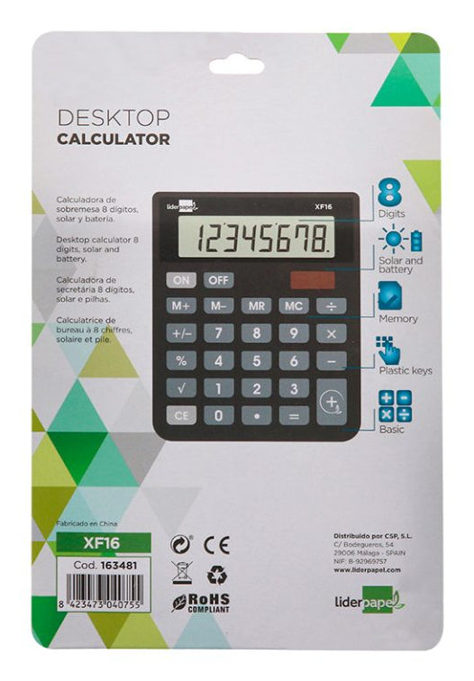 Calculatrice bureau 8chiffres solaire noir