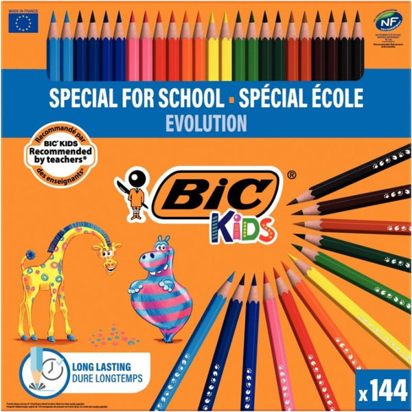 Crayon couleur evolution spécial écoles pack de 144 piéces