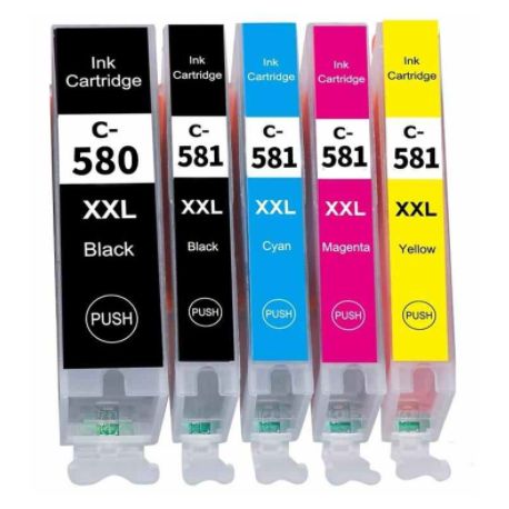 Pack 5 cartouches Compatible Canon PGI-580XL/CLI-581XL CMJN Haute Capacité