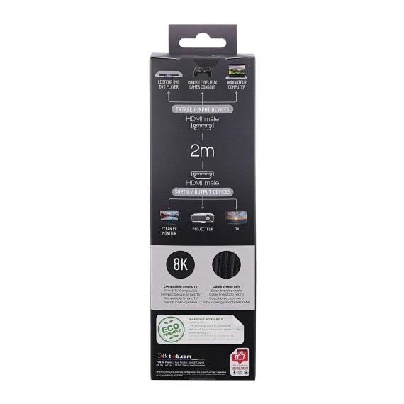 Câble HDMI 8K 2m - Haute Vitesse et Compatibilité 3D
