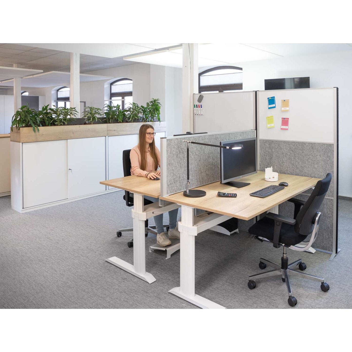 Cloison acoustique sur pied 2 faces acoustique +1 face tableau blanc H183cmX100L