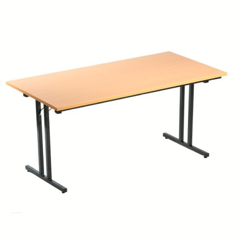 Table pliante 180x80 - plateau en hêtre, pieds métalliques