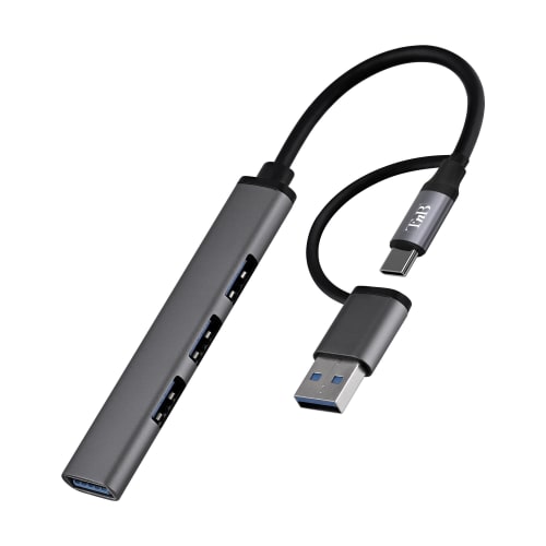 Hub USB Slim 4 Ports avec Convertisseur USB-C SilverHT