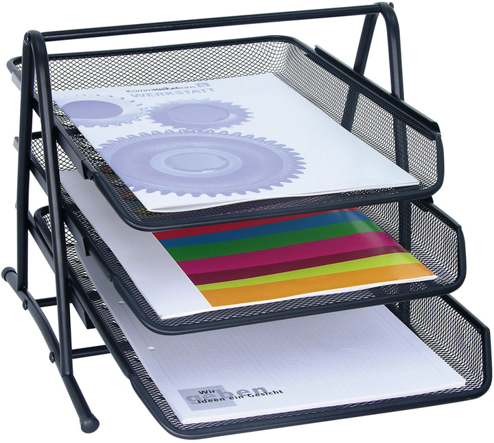 Corbeille Courrier Triple Mesh Noir