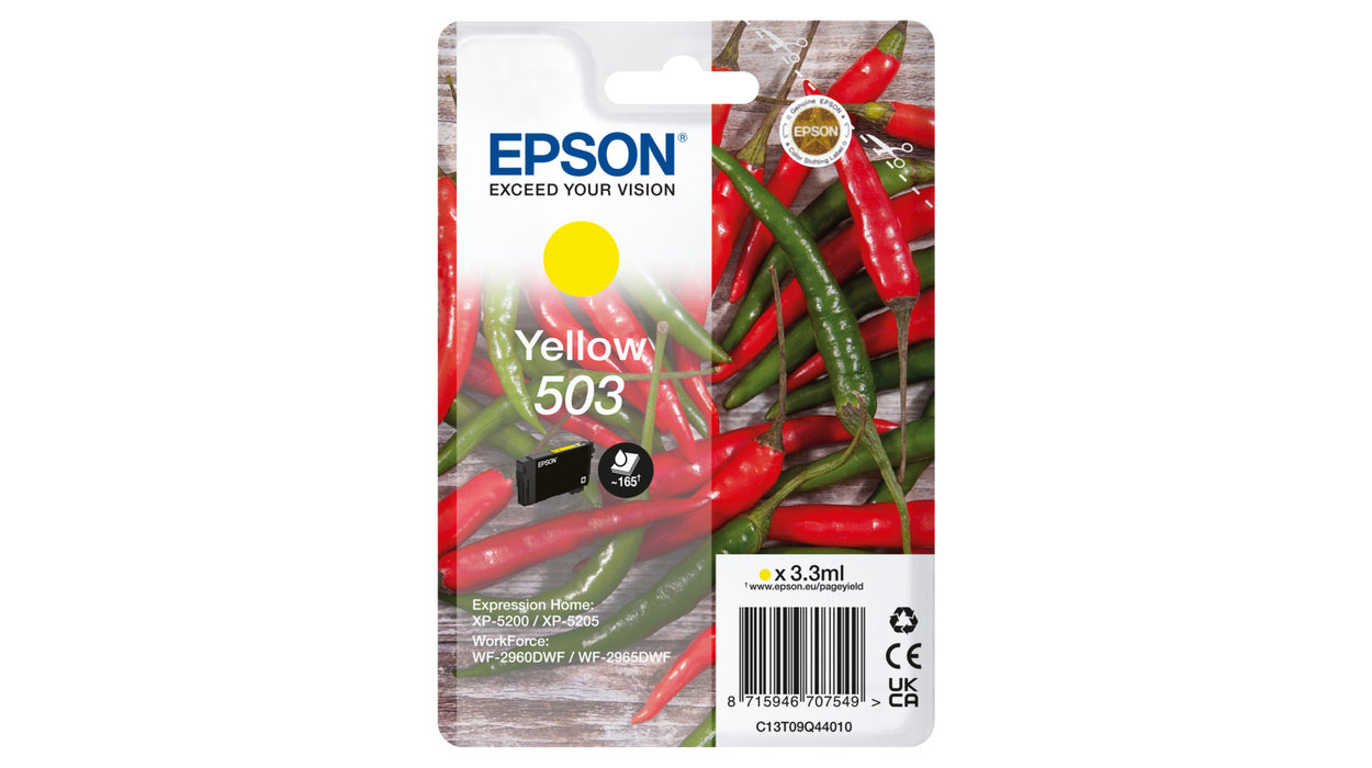 Cartouche d'encre Epson 503 jaune piment 165 pages - rendement standard
