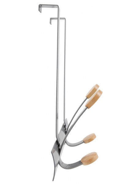 Patere double de porte met/bois