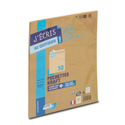 Pochettes Kraft Brun 260x330 mm - Paquet de 10