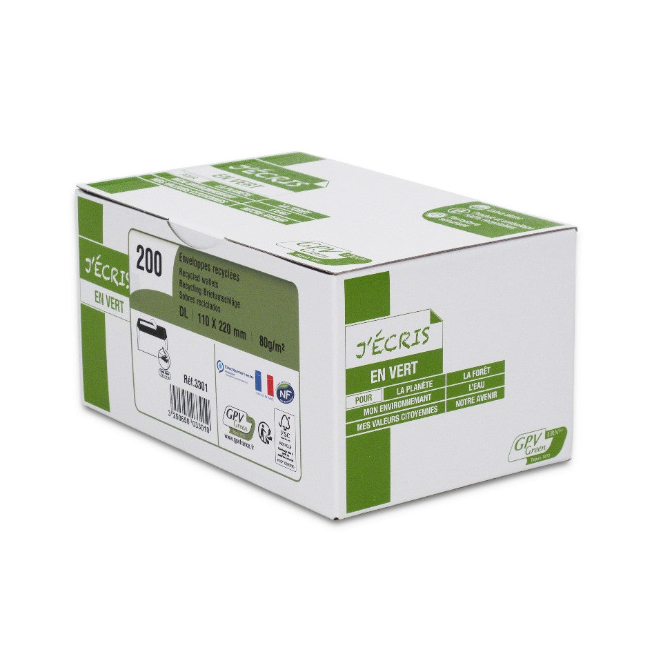 Enveloppes blanc dl bdp 80g recycles b/200