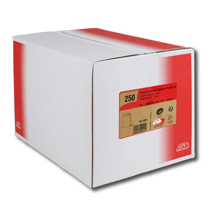 Pochettes kraft  soufflet 30mm- 229x324- 120grs -boite de 250