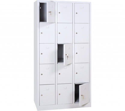Vestiaire monobloc 3 colonnes 15 cases
